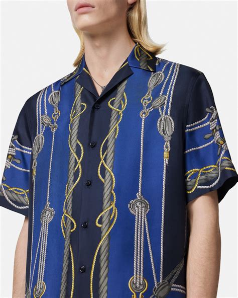 versace nautical silk shirt|Blue Nautical Shirt by Versace on Sale .